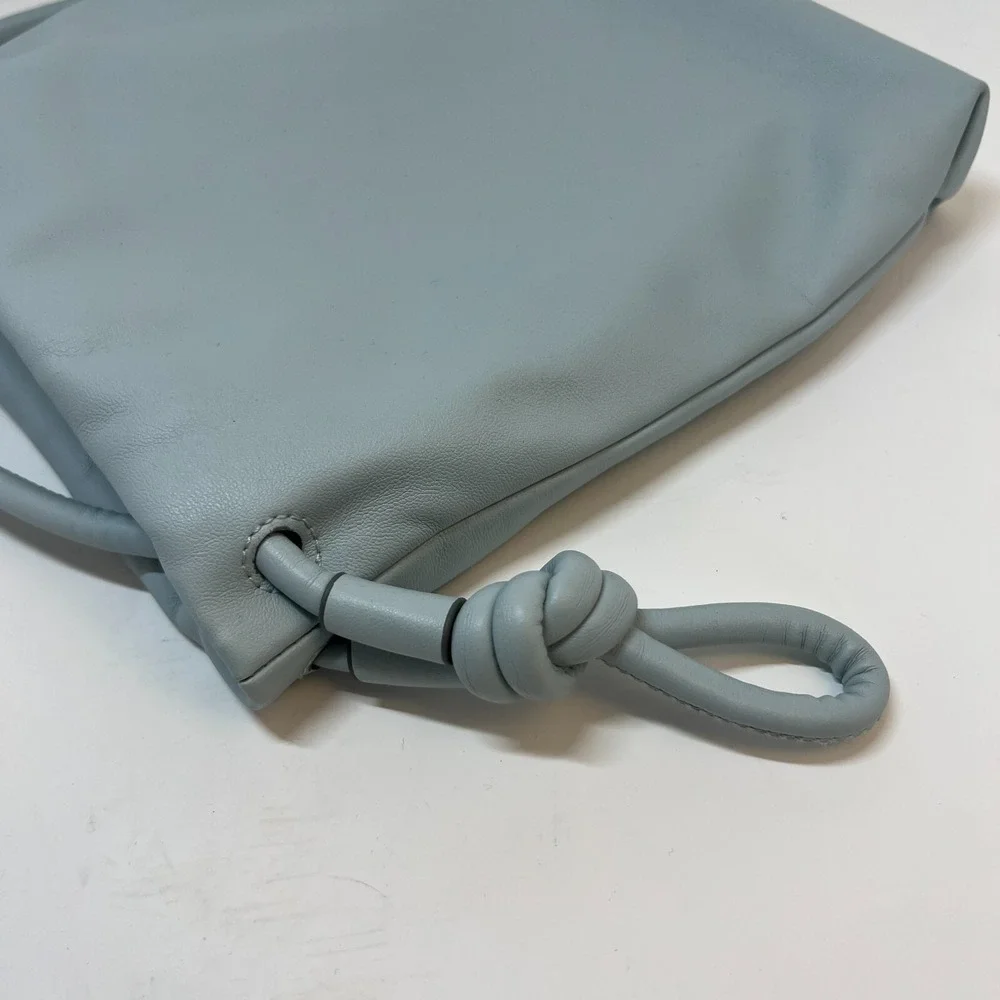 A New Day Light Blue Cinch Top Crossbody Purse‎ Faux Leather Good Condition